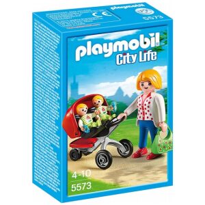 פליימוביל-playmobil אמא עם עגלת תאומים 5573